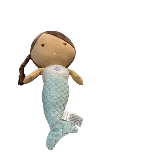 CARTERS Plush Mermaid Doll 13" Baby Toddler Toy Doll Blue Silver Scaly - Picture 3 of 6